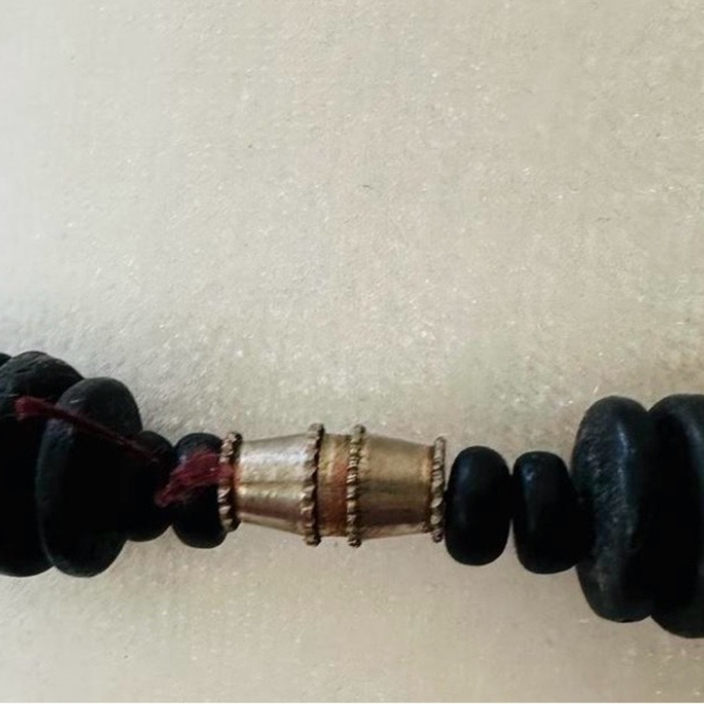 Vintage Craved Wood African Necklace Safari Animal Bead Black & Natural Wood - Picture 12 of 13